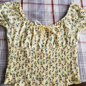 PACSUN Yellow Floral Crop Top